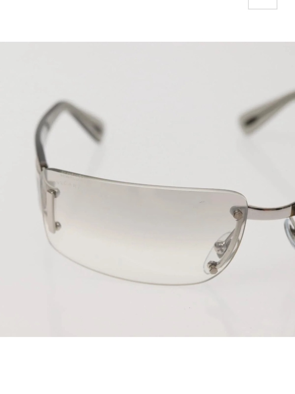 Vintage BVLGARI silver gradient y2k Rimless Sunglasses with case - Picture 4 of 15